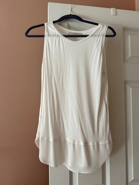 LOFT Cream Layered-Hem Sleeveless Tank